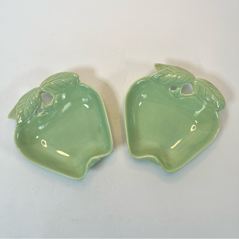 Vintage Belmar California Hoenig‎ Pottery Green Apple Trinket Dish Cottagecore 2